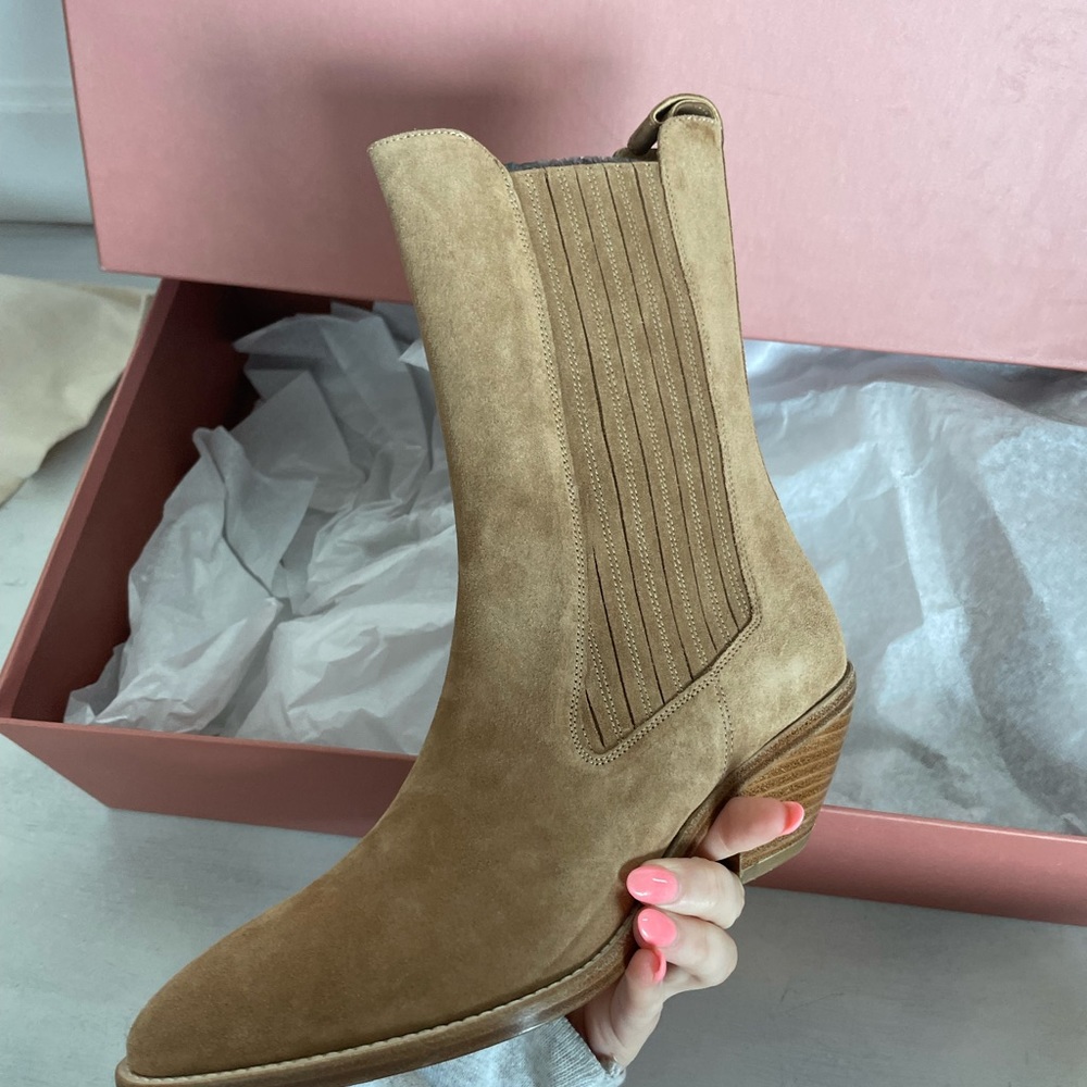 ❌SOLD❌CULT GAIA Nova Suede Western Boots Camel Pull ON - Picture 7 of 10